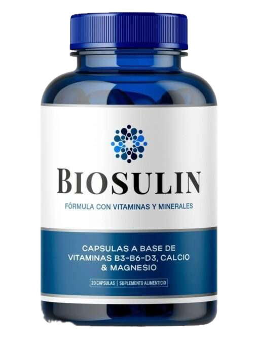 Frasco de Biosulin con berberina HCl, cromo picolinato y canela para estabilizar la glucosa