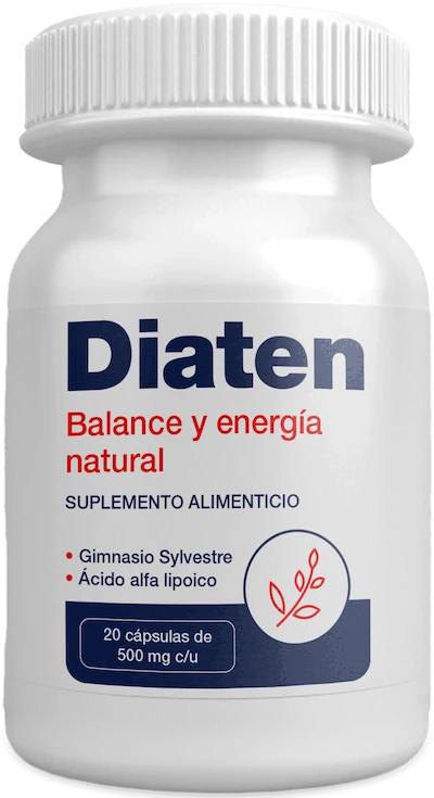 Frasco de Diaten con gymnema, ácido alfa-lipoico, vitamina C y melón amargo — apoyo nutricional