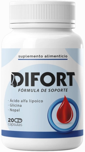 Frasco de Difort con ácido alfa-lipoico, nopal y vitamina B12 metilada para el nervio periférico