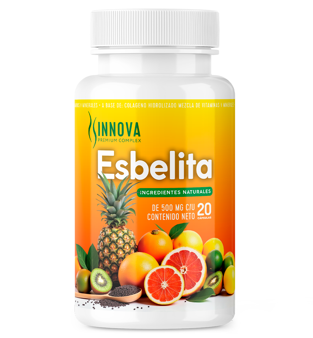 Frasco de Esbelita con mango africano, vinagre de manzana y fibra de linaza para saciedad