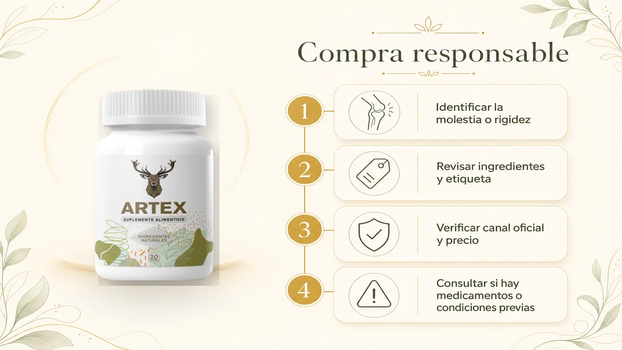 Infografía de Artex sobre movilidad, articulaciones y revisión responsable antes de comprar