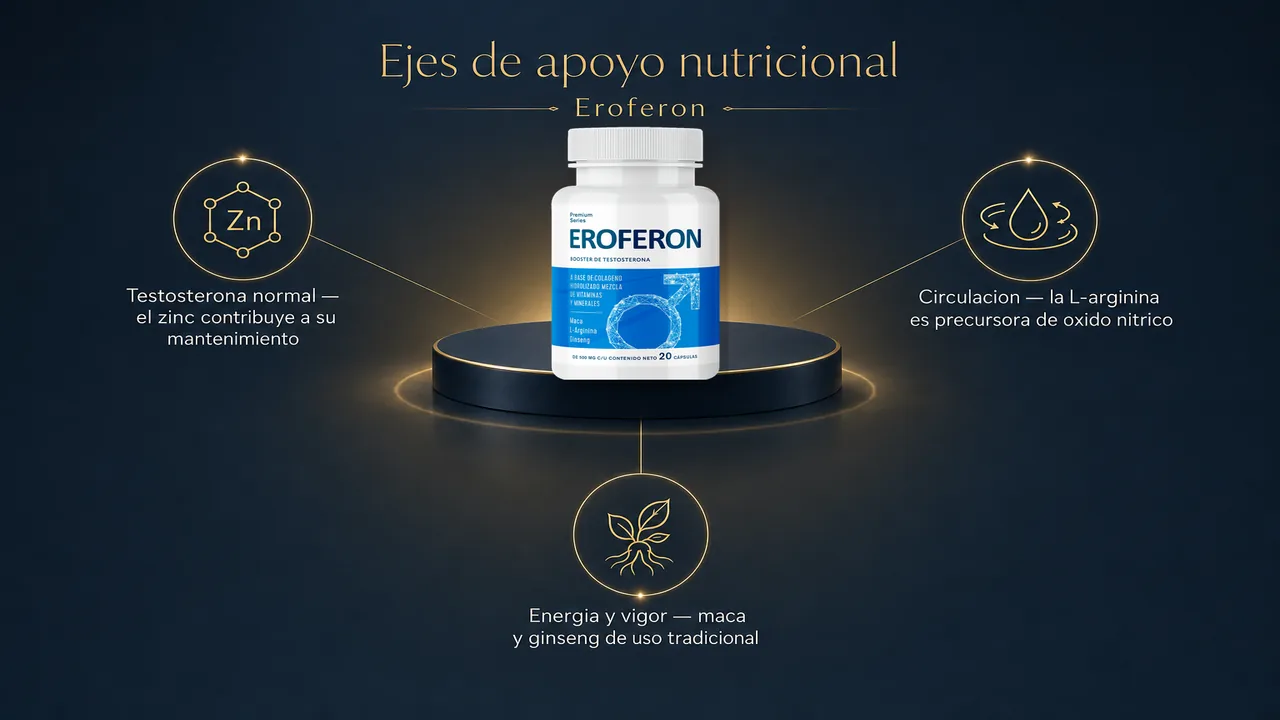 Ejes de apoyo nutricional de Eroferon: testosterona normal, circulación y energía