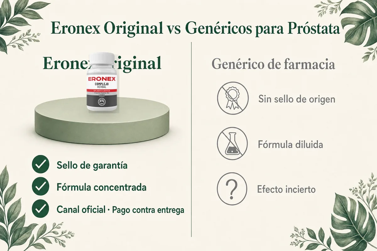 Comparativa Eronex original frente a genéricos de farmacia para la próstata