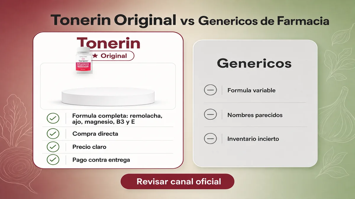 Comparativa de Tonerin original frente a genéricos de farmacia para la presión